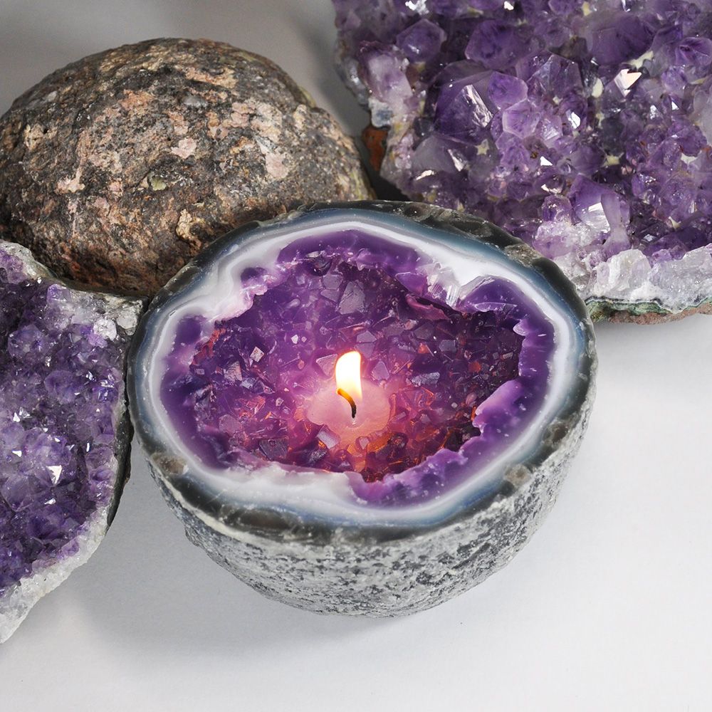 🕯️Geode Flame-🌿100% Wax