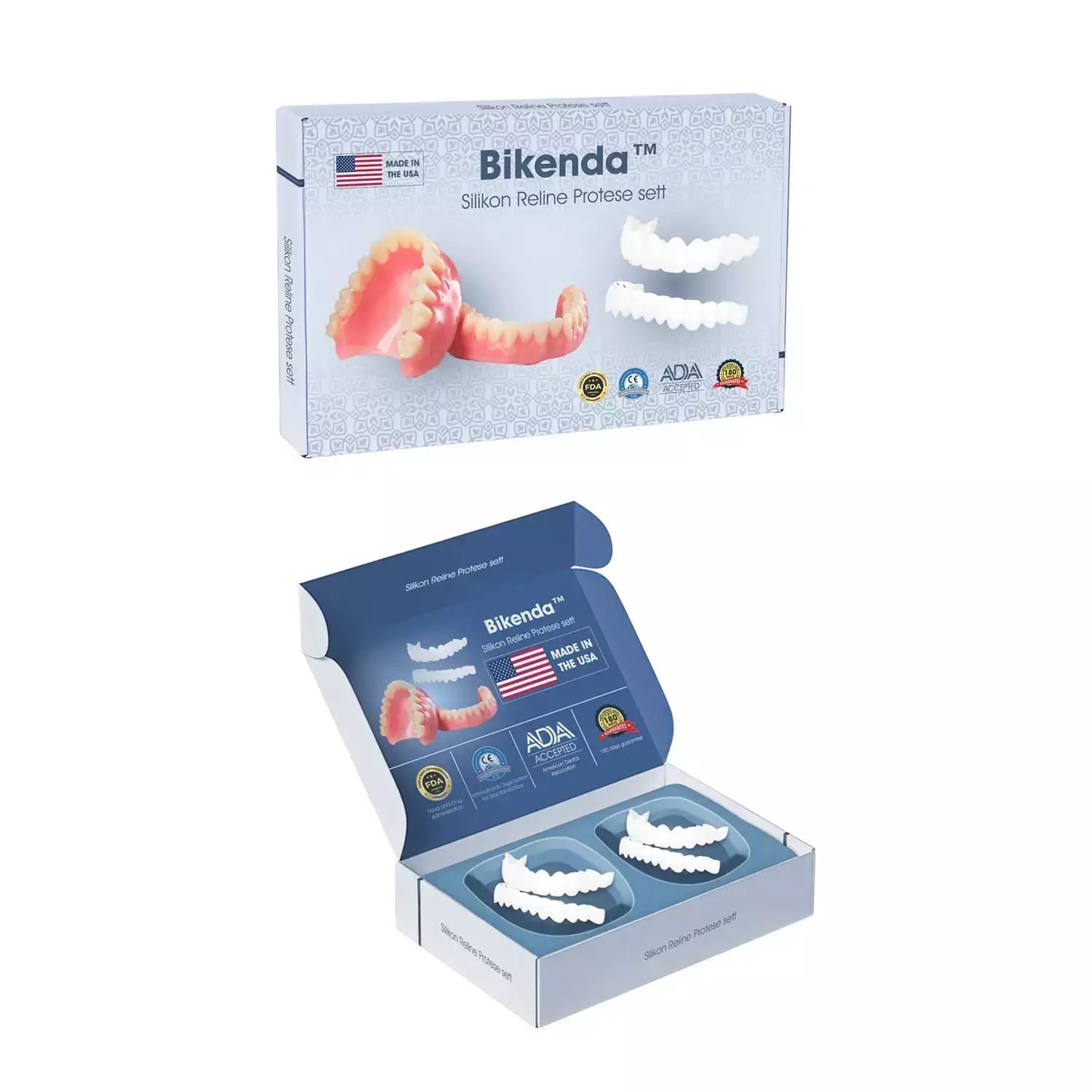 BikendaTM Premium Custom SillSil Denture Set