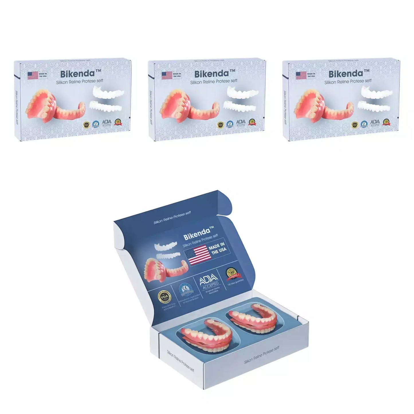 BikendaTM Premium Custom SillSil Denture Set