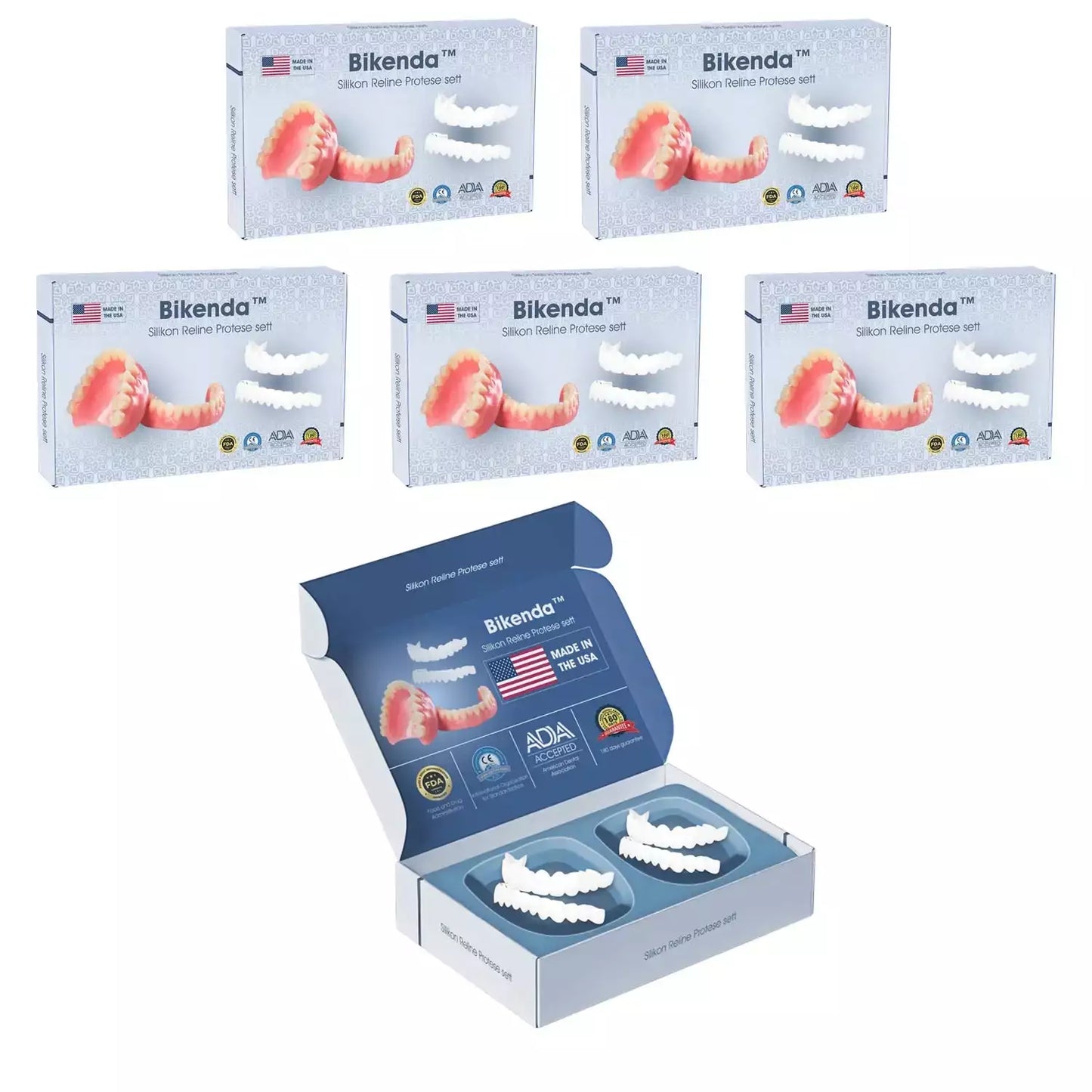 BikendaTM Premium Custom SillSil Denture Set