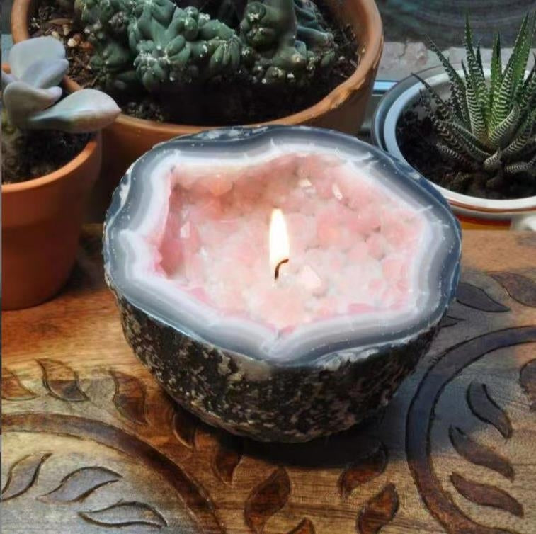 🕯️Geode Flame-🌿100% Wax